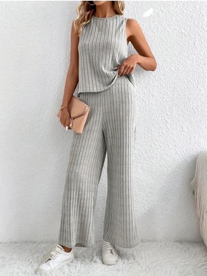 New Orginal Kadın Salaş Pamuklu Günlük Bluz ve Pantolon Alt - Üst Takım