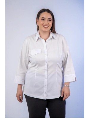 Roxxlen Kadın Büyük Beden Truvakar Kol Gömlek