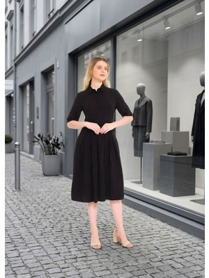 Barbora Keten Günlük Yazlık Ofis Kadın Elbisesi
