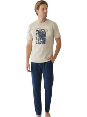 Royam Donwear Erkek %100 Pamuk Penye Yazlık Kısa Kollu Pijama Takımı