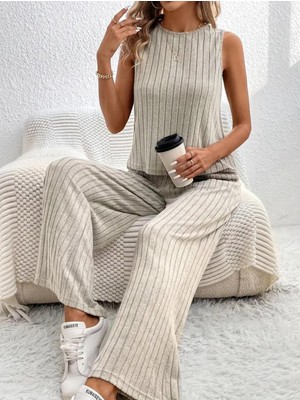 New Orginal Kadın Salaş Pamuklu Günlük Bluz ve Pantolon Alt - Üst Takım