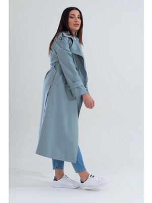 Sahra Çeyiz Nakış SahraAfra Creed Kadın Oversize Astarlı Trençkot