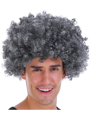 Esranın Dünyası Gri Renk Kabarık Bonus Peruk Afro Takma