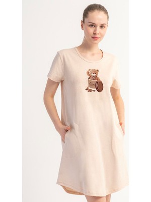 Vienetta Pamuklu Kadın Kısa Kol Gecelik, 601143