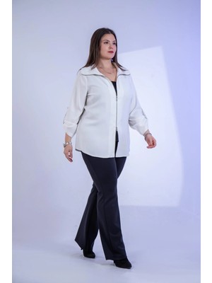 Roxxlen Büyük Beden Kadın Fermuar Detaylı Ceket Siyah