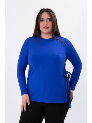 Roxxlen Kadın Büyük Beden Rivetli-Yanı Tokalı Bluz