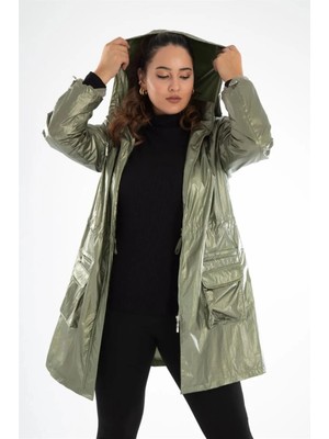 Roxxlen 122255 Kadın Büyük Beden Su Geçirmez Yağmurluk Yeşil