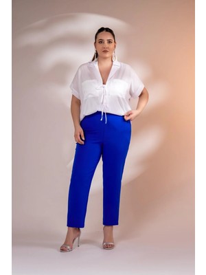 Roxxlen 122210 Kadın Kaşha Pantolon Saks