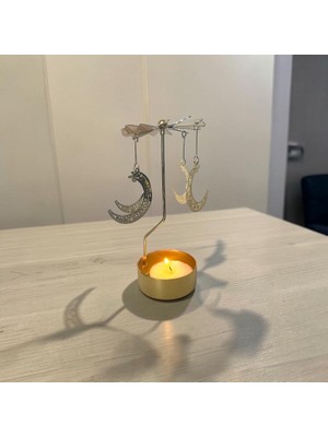 Hediye Fikri Isı ile Dönen Mumluk – Hilal Ay Desenli Şık Dekoratif Mumluk