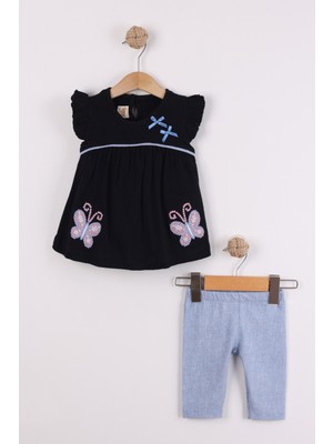 Joy Kids Kız Bebek Esnek Kumaşlı Taytlı Penye Takım (9-24AY) (Siyah)