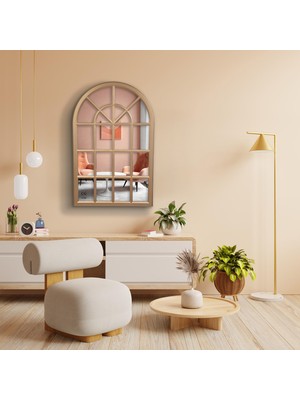 Ant Home Pencere Model, Ayna, Duvar Aynası, Salon Aynası, Dressuar Aynası, Ahşap Lake Boyalı, Bronz