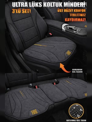 Brtshopping Fiat Uyumlu Ultra Lüks Siyah Oto Koltuk Minderi Kaydırmaz Taban Terletmez Ortopedik Konforlu Araç Koltuk Pedi Evrensel Uyum