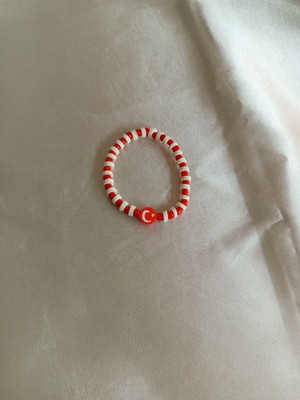 CSAY Moda Beyaz Fimo ve Ay Yıldız Kırmızı Boncuk Çocuk Bileklik 2 Adet