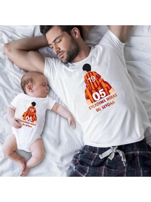 Venüs Dijital Taraftar Sarı Kırmızı Baba Oğul Tshirt Zıbın(Gözüken 1 Adet Zıbın Fiyatıdır.)
