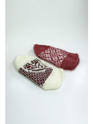 Kocadal 2 Çift El Örgüsü Kışlık Şık Kadın Yün Patik Set 2