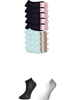 Kocadal Siyah ve Beyaz Kadın Bilek Çorap 9 Çift