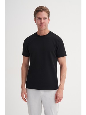 Cazador Slim Fit Erkek Premium Spor Basıc Ince Tshirt 42020 Siyah