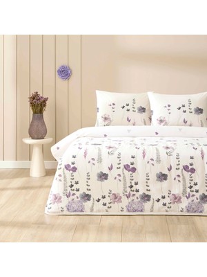 Taç Baskılı Roselith Çift Kişilik Pike Takımı Mor