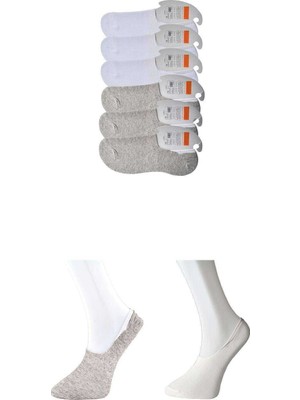 Kocadal Gri ve Beyaz Erkek Babet Çorap 6 Çift