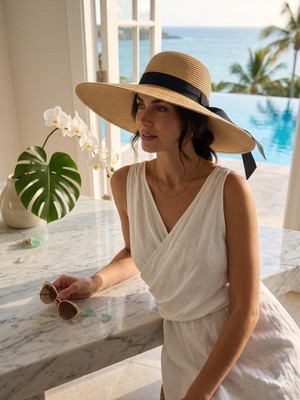 Şapkacımadam Geniş Kenar Hasır Şapka