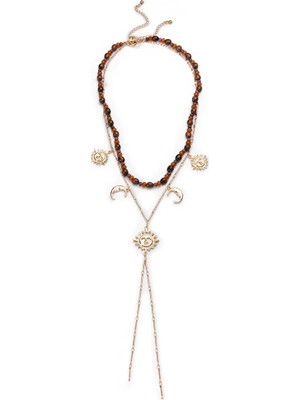 Twist Güneş ve Ay Figürlü Reçineli Kolye TS1260051071265