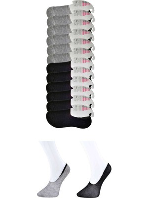 Kocadal Siyah ve Gri Kadın Babet Çorap 12 Çift