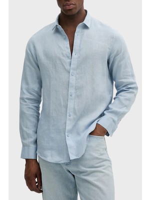 Armani Exchange % 100 Keten Normal Kalıp Klasik Yaka Gömlek Erkek Gömlek XM001221 AF14619 U9360