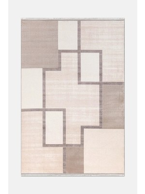 Artloop Olvin Vizon/kahve Robot Süpürgeye Uyumlu Kolay Temizlenebilir Halı Salon, Oturma Odası ve Koridor Halısı Rp 23