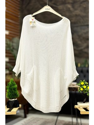 Sahnemoda Yarasa Çift Cepli Merserize Tunik Bluz