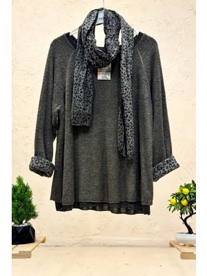 Sahnemoda Leoparlı Şallı  Ikili Tiftik Ithal Bluz