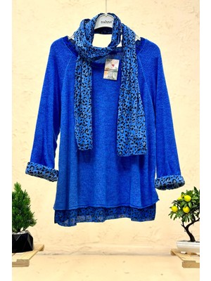 Sahnemoda Leoparlı Şallı  Ikili Tiftik Ithal Bluz