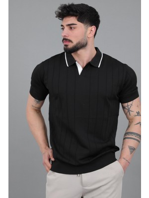 Stil Kombin Apaç Yaka Çizgi Desen Tişört Jrx 1003_30496