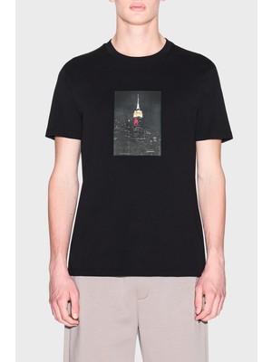 Armani Exchange Baskılı Pamuklu Regular Fit Bisiklet Yaka T Shirt Erkek T Shirt XM002214 AF10356 UC001