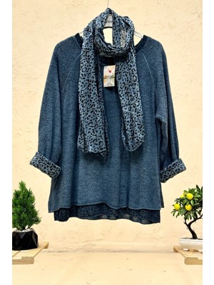 Sahnemoda Leoparlı Şallı  Ikili Tiftik Ithal Bluz