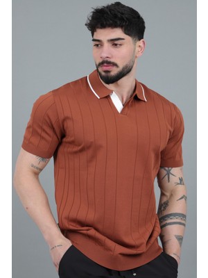 Stil Kombin Apaç Yaka Çizgi Desen Tişört Jrx 1003_30496