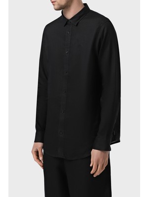 Armani Exchange % 100 Keten Normal Kalıp Klasik Yaka Gömlek Erkek Gömlek XM001221 AF14619 UC001