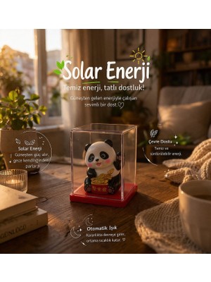 Seymen Bıçakçılık Solar Enerjili El Sallayan Panda Biblo | Şans Getiren Dekoratif Oyuncak | Işığa Duyarlı Hareketli Panda