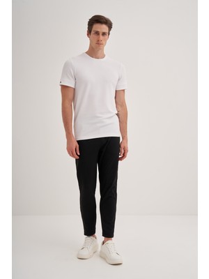 Cazador Slim Fit Erkek Premium Spor Basıc Ince Tshirt 42020 Beyaz