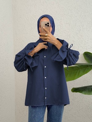 Moda Morfo Kolu Büzgülü Arkası Piliseli Gömlek -Laci