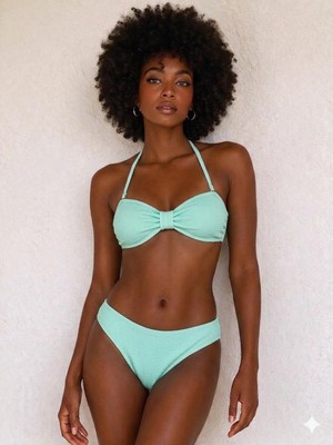 Deep Beach Straplez Dokulu kumaş Bikini Takım