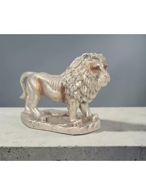 Elifeshop Lüks Polyester Aslan Heykeli 15 cm Dekoratif Biblo Ev Ofis Vitrin Yeni Yıl Hediyesi
