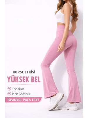 Sechoni Kadın Yüksek Bel Toparlayıcı Flare Tayt Pembe