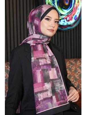 Afvente Kare Desen Şarabi Soft Pamuk Şal