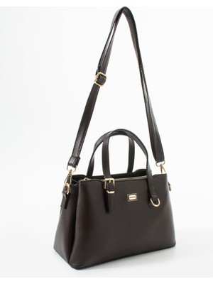 Sanmorris Kadın Suni Deri Gold Tokalı El ve Omuz Çantası