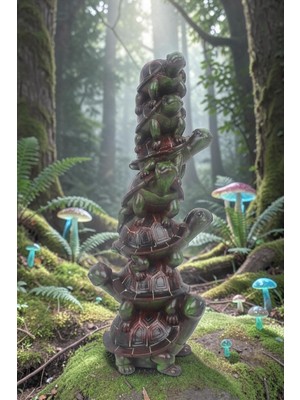 Elifeshop Lüks 7’li Kaplumbağa Biblo 32 cm Dekoratif Heykel Şans Feng Shui Ev Ofis Vitrin Hediyesi