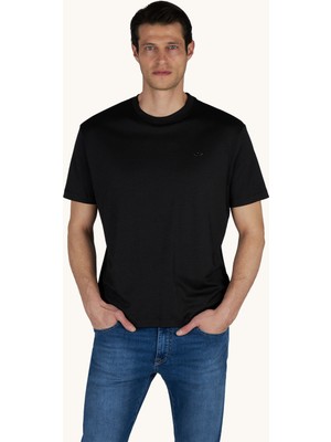 Paul & Shark Erkek Dokuma Kumaş Düz Bisiklet Yaka Siyah T-Shirt 25411026SMA-011