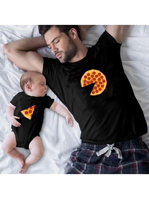Venüs Dijital Pizza Tasarım Siyah Tshirt Zıbın(Tekli Üründür Kombin Yapmak Için 2 Adet Sepete Ekleyiniz)