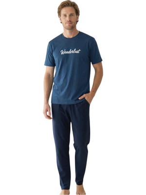 Royam Donwear Erkek %100 Pamuk Penye Yazlık Kısa Kollu Pijama Takımı 26050643