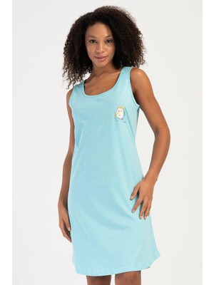 Vienetta Kadın Geniş Askılı Mavi Tunik C9T5N0704