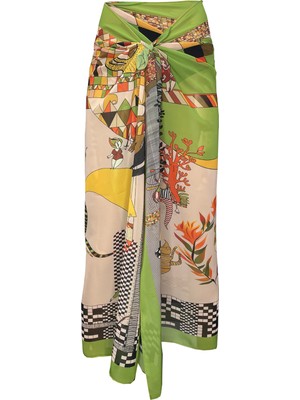 Bolder Shelly Şifon Green Figür Pareo (150*100 Cm)